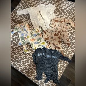 Bundle Carter's One Piece Footies - Cream, Blue, Brown  Twins